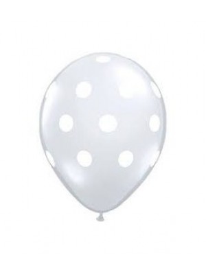 Balão Látex Bolinhas Brancas - Cinzento